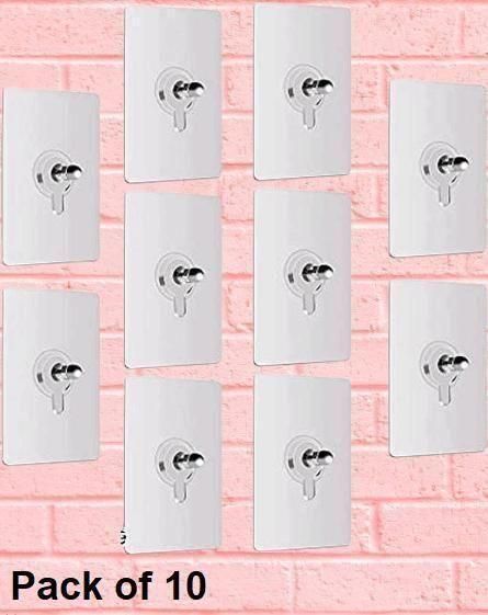 Self Adhesive Hooks for Wall Heavy Duty Strong Nail Free for Hanging Photo Frame Hook (Pack of 10) - Urban Twitch